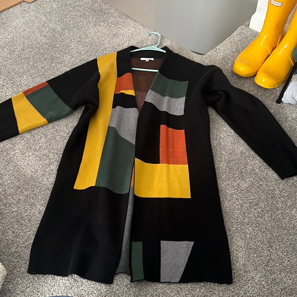 Abstract Color Block Cardigan